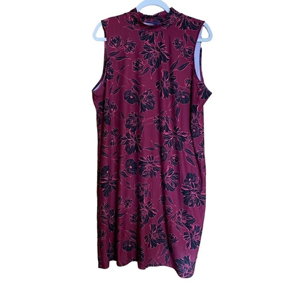 APT 9 Womens Size XL Multicolor Floral Print Stretch Mock Tunic Dress - Picture 1 of 5